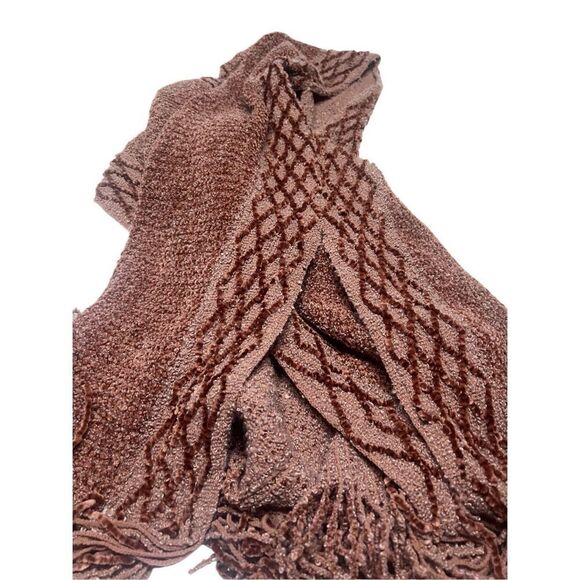 Love of Fashion Open Fringed Cardigan Sweater Browns One Size NWT - Picture 3 of 5